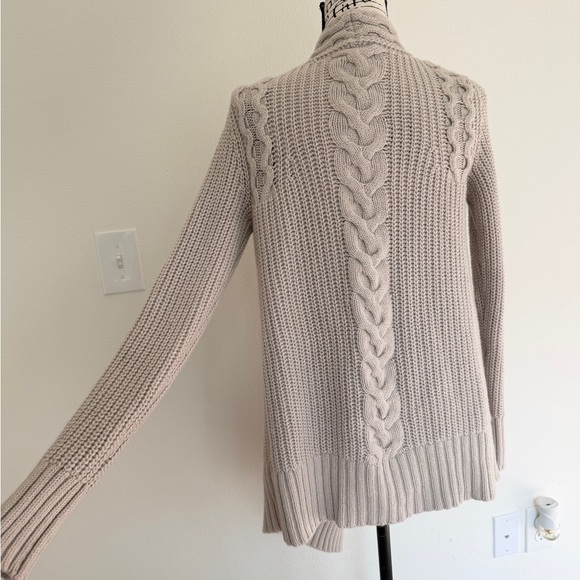 Club Monaco Chunky Cardigan Sweater Open Front Asymmetric Sz M Fisherman Oatmeal - Picture 15 of 16